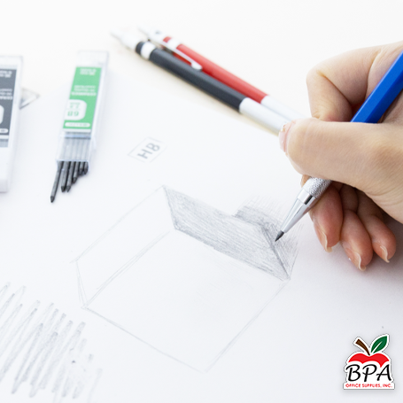 Bazic • Lápiz mecánico para dibujo 2.0mm (Incluye sets de minas: HB, 2B, 4B Y 6B)